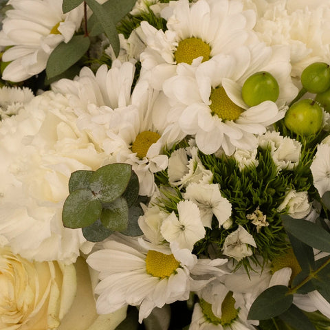 Fresh Greens And Daisy Flower Arrangement Hand - Image