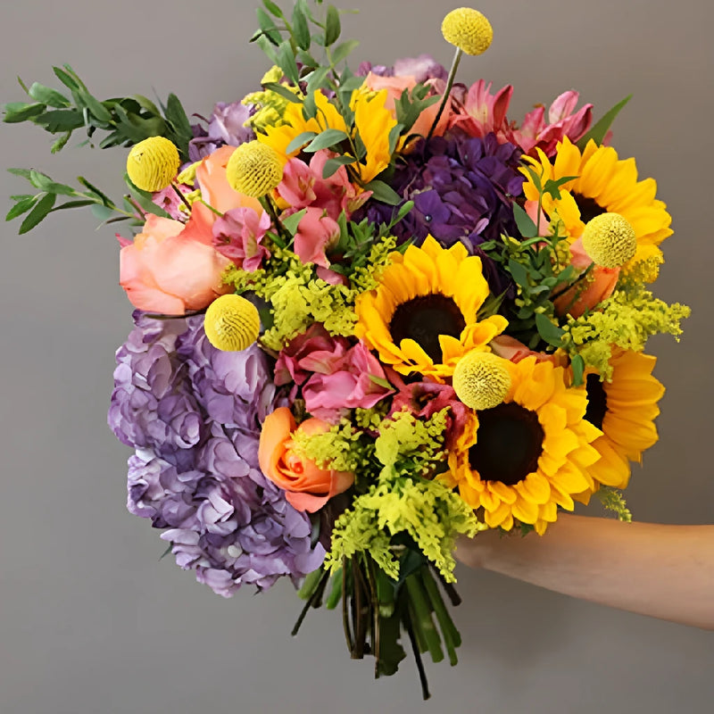 Fresh Sunflower Bouquet For Valentines Day Hand - Image
