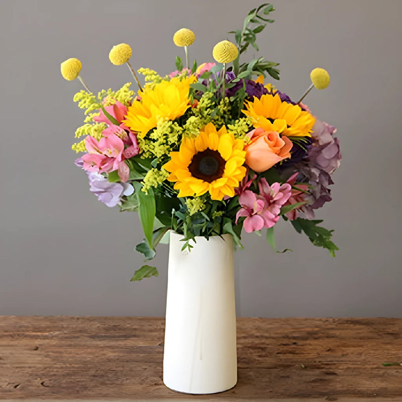 Fresh Sunflower Bouquet For Valentines Day Vase - Image