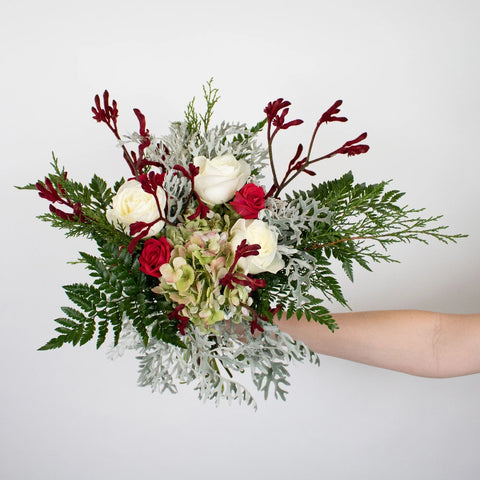 Frosty Grey Christmas DIY Flower Kit in Hand