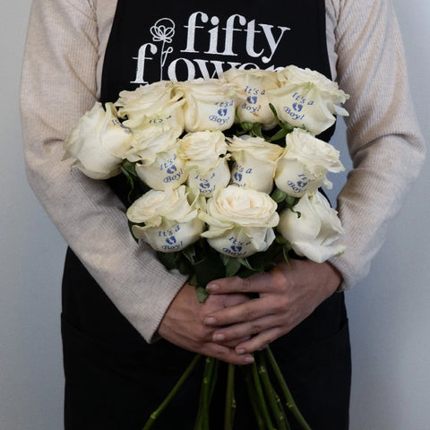 Gender Reveal Boy Personalized Roses Apron - Image