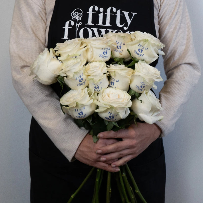 Gender Reveal Boy Personalized Roses Apron - Image