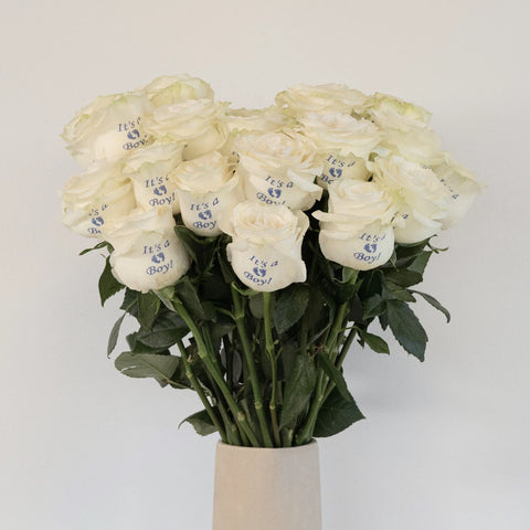 Gender Reveal Boy Personalized Roses Vase - Image