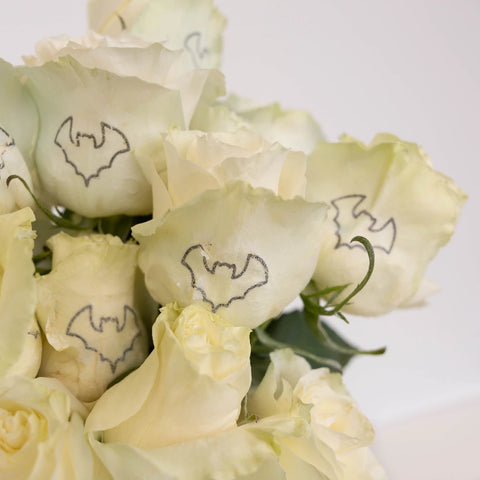 Glow In The Dark Black Bat Rose Close Up - Image