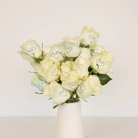 Glow In The Dark Black Bat Rose Vase - Image