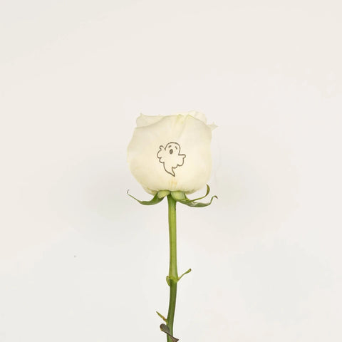 Glow In The Dark Ghost White Rose Vase - Image