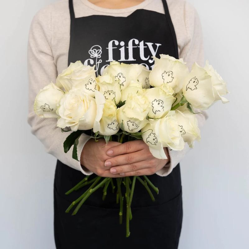 Glow In The Dark Ghost White Rose - Image