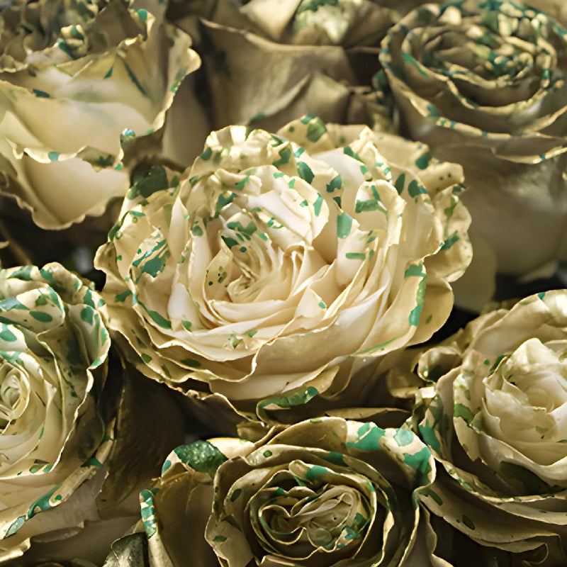 Lucky Day Green and Gold Rose Bouquet