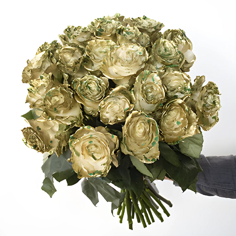 Lucky Day Green and Gold Rose Bouquet