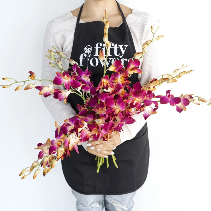 Golden Yellow Dendrobium Dyed Orchid Apron - Image