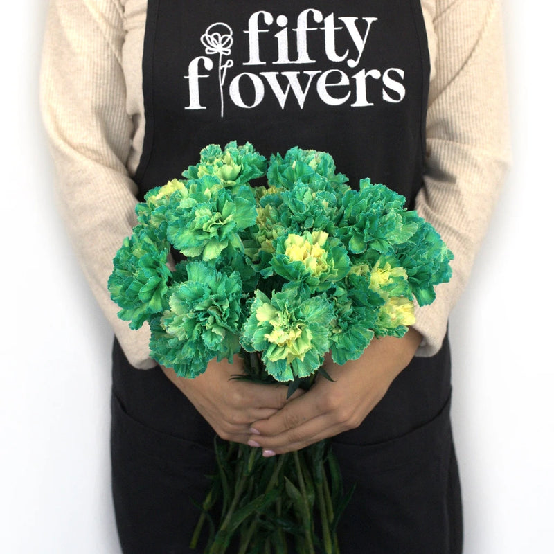 Green Enhanced Carnation Flower Apron - Image