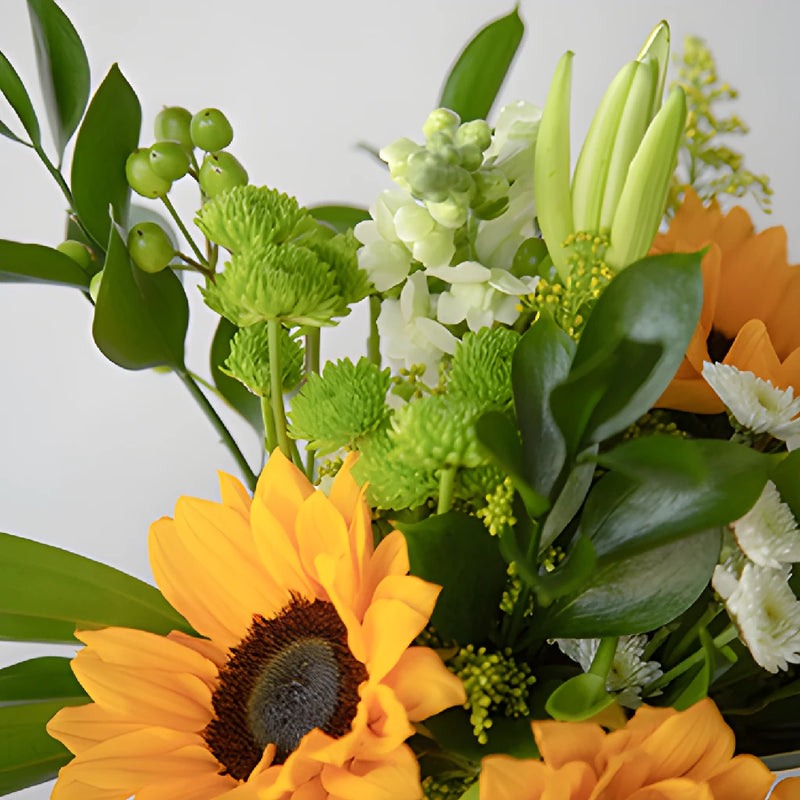 Green Flowers and Sunflowers Bridal Centerpieces