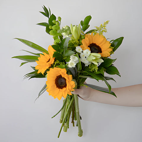 Green Flowers and Sunflowers Bridal Centerpieces