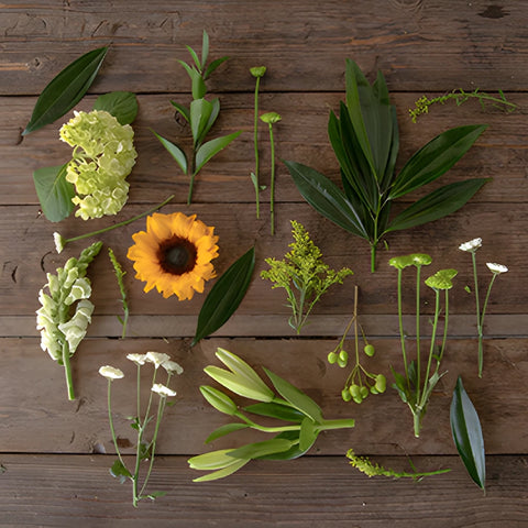 Green Flowers and Sunflowers Bridal Centerpieces