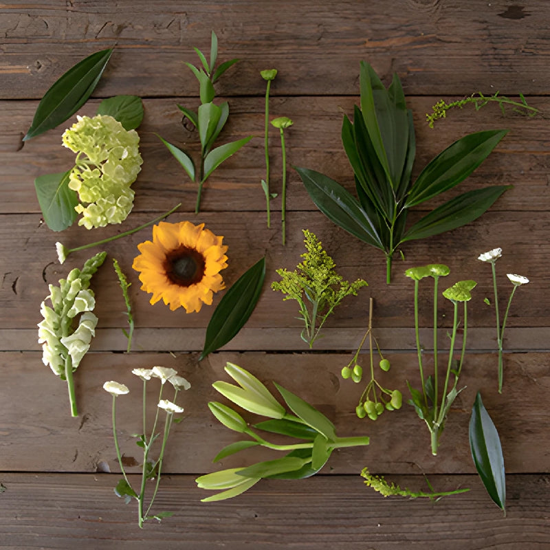 Green Flowers and Sunflowers Bridal Centerpieces