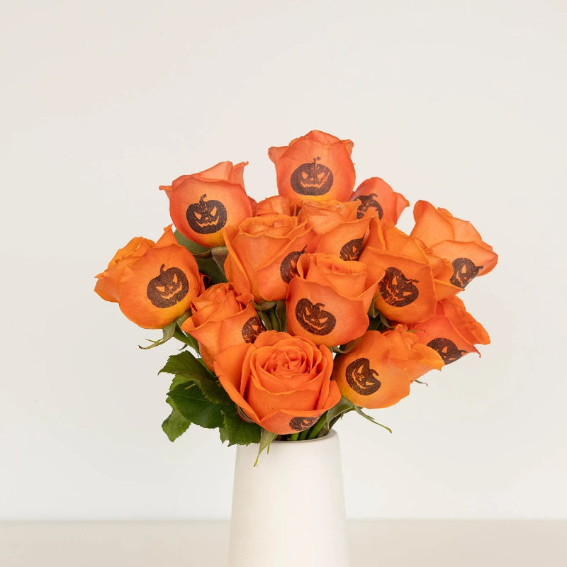 Halloween Jack O Lantern Personalized Roses Vase - Image