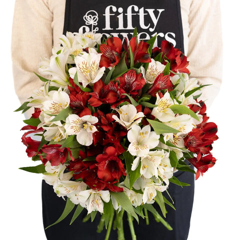 Happy Holiday Flower Package Alstroemeria Vase - Image