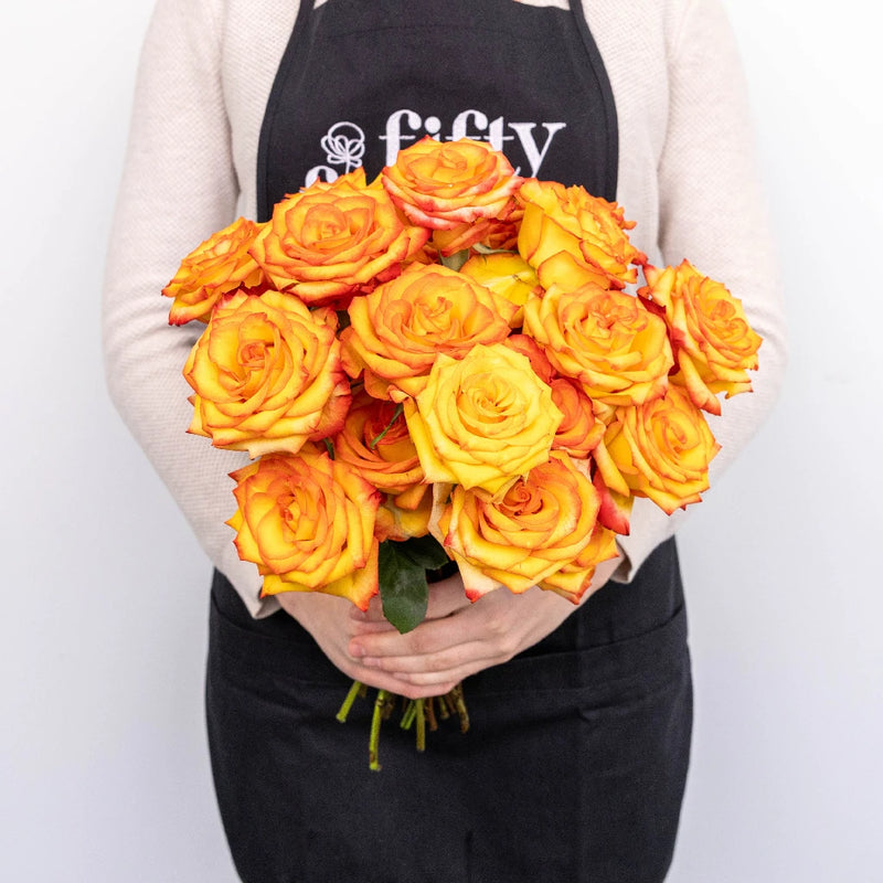 High And Magic Yellow And Red Rose Apron - Image
