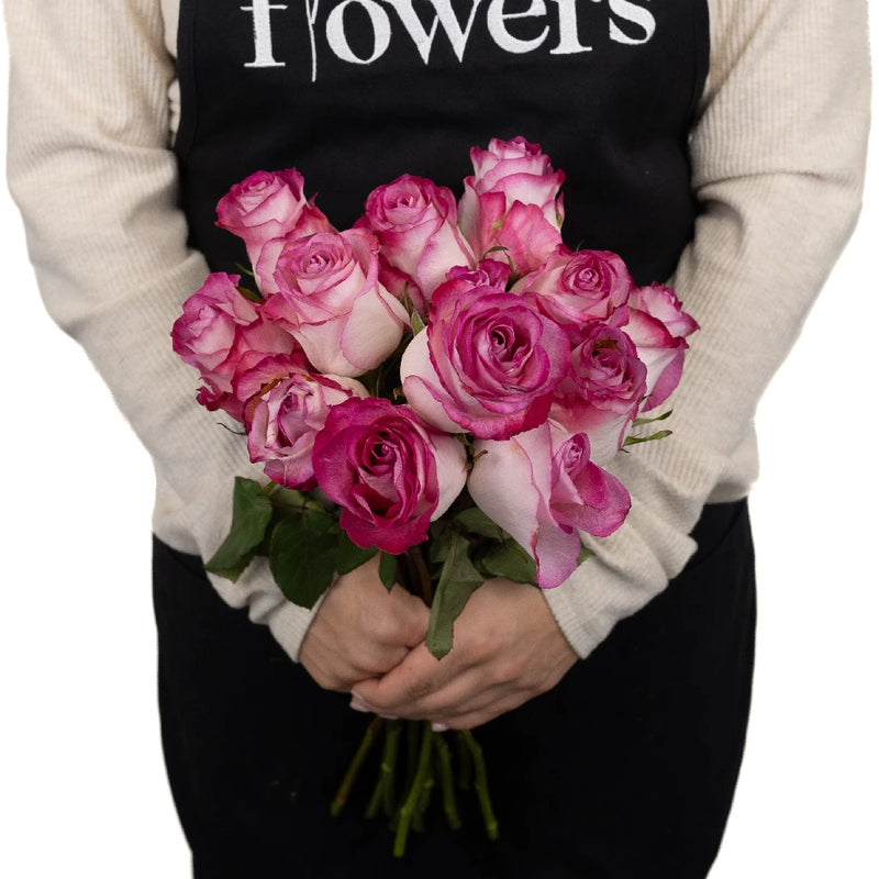High Candy Pink And White Rose Apron - Image
