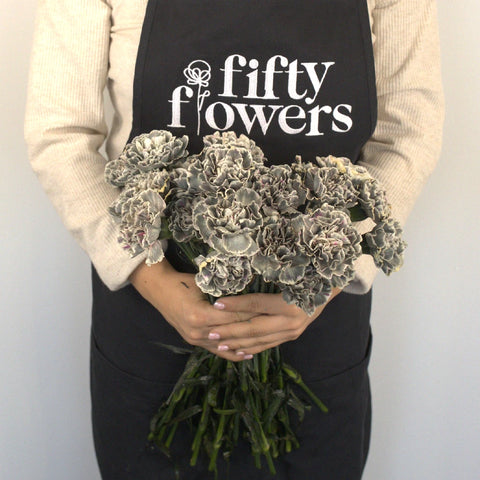 Hint Of Gray Industrial Carnation Flowers Apron - Image