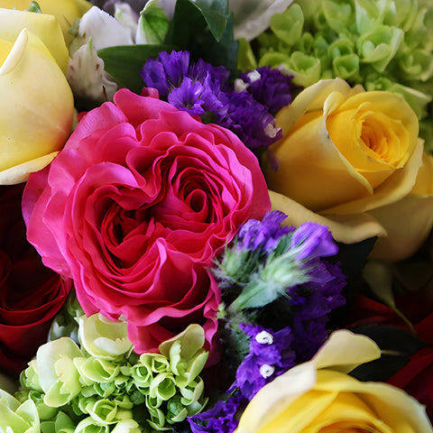 Hispanic Heritage Pink Yellow Flower Bouquet Up Close