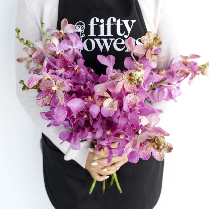 Hot Pink Bicolor Mokara Orchids Apron - Image