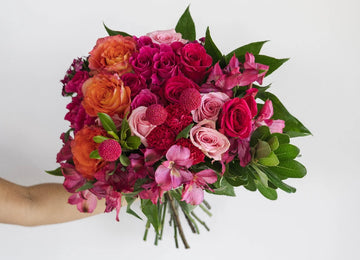 Hot Popping Pink Flower Bouquet Hand - Image