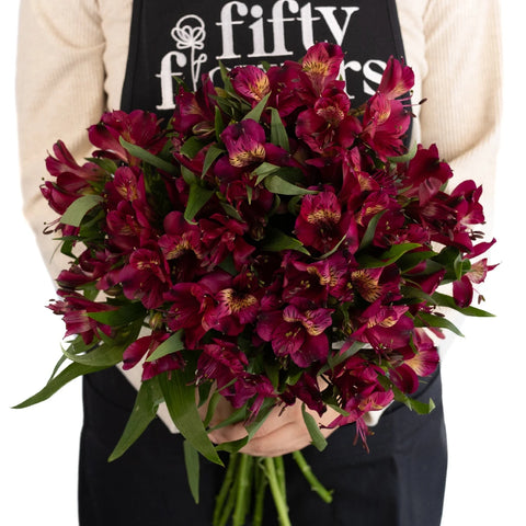 Hot Raspberry Alstroemeria Flowers Apron - Image