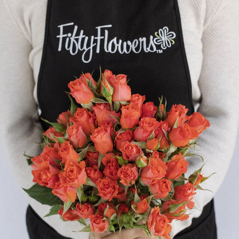 Hot Salmon Orange Petite Rose Apron - Image