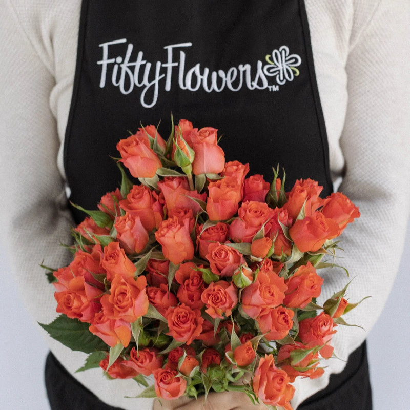 Hot Salmon Orange Petite Rose Apron - Image