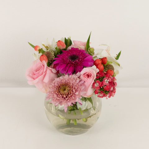 Hues Of Pink Flower Centerpiece Vase - Image