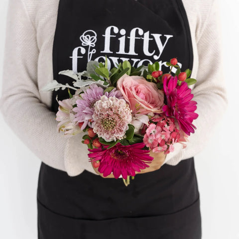 Hues Of Pink Mini Flower Bouquet Apron - Image