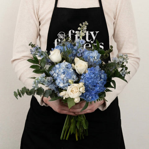 Hydrangea Hues Flower Centerpiece Apron - Image