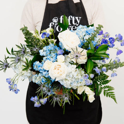 Hydrangea Hues Flower Centerpiece Apron - Image