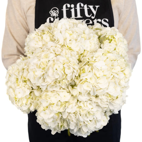 Hydrangea Ivory White Flower Express Delivery Apron - Image