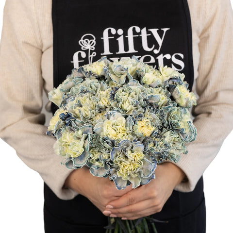 Industrial Blue Carnation Wholesale Flowers Apron - Image