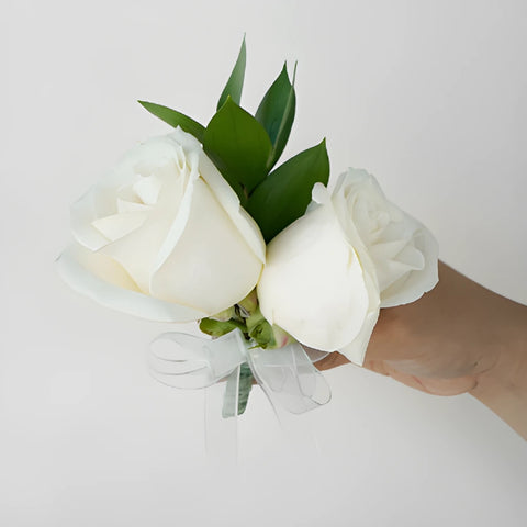 Modern Ivory Rose Boutonniere and Corsage Pack