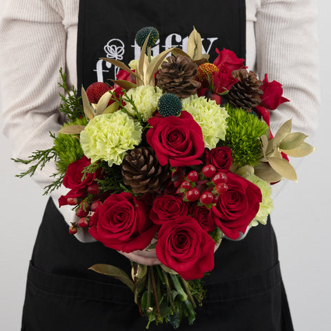 Jingle Bells Traditional Holiday Bouquet Apron - Image