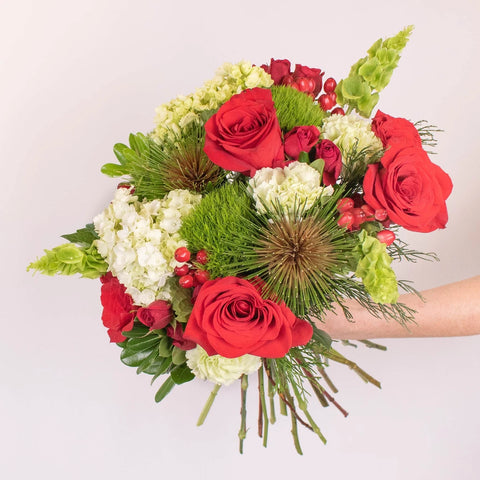 Joyous Noel Red Rose Flower Bouquet