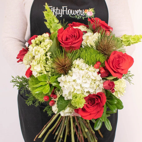 Joyous Noel Red Rose Flower Bouquet