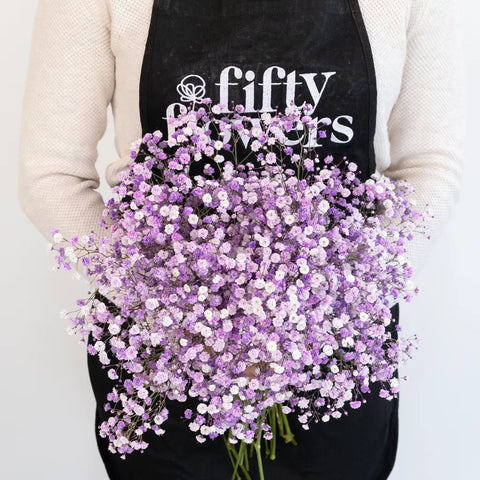 Lavender Airbrushed Baby's Breath Flower Apron - Image