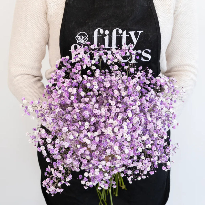 Lavender Airbrushed Baby's Breath Flower Apron - Image
