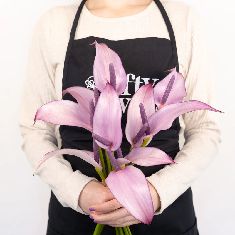 Lavender Lady Designer Anthurium Flower Vase - Image