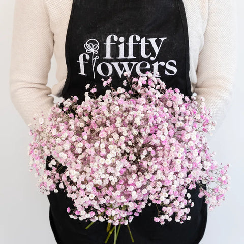 Light Pink Airbrushed Baby's Breath Flower Apron - Image