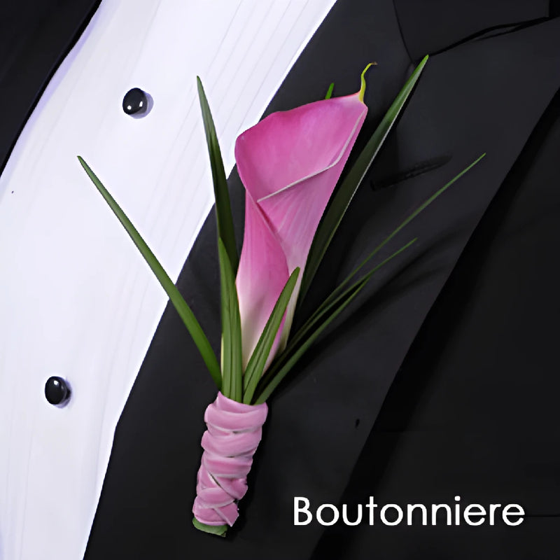 Mini Calla Lily Pink Boutonniere and Corsage Pack