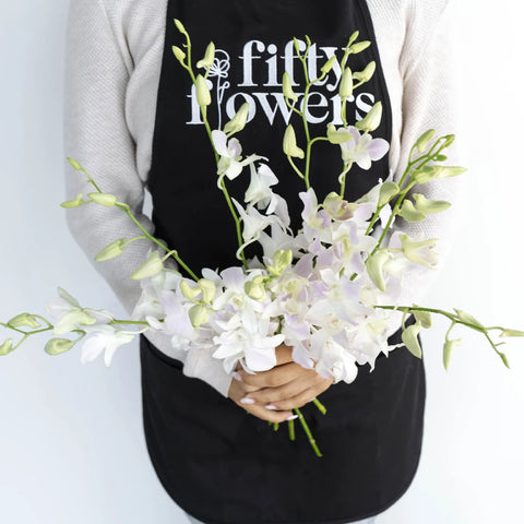 Lilac Mist Dendrobium Orchids Apron - Image