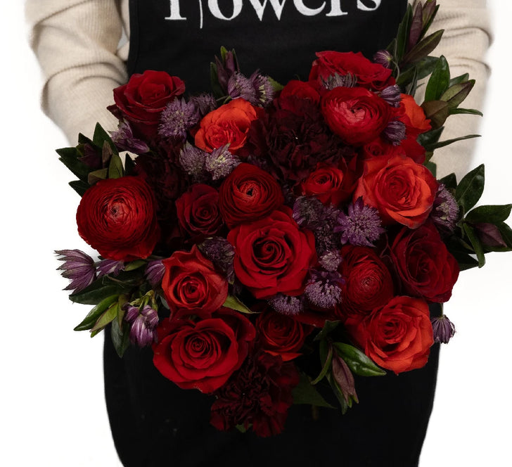 Love Letters In Red Flower Bouquet Close Up - Image
