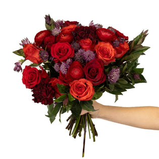 Love Letters In Red Flower Bouquet Hand - Image