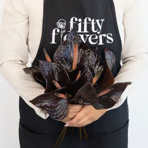 Lovely Black Anthurium Flower Apron - Image