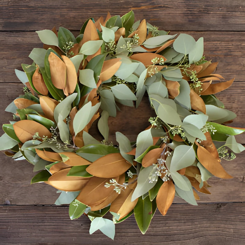 Magnolia and Seeded Eucalyptus Wholesale Greenery FlatLay